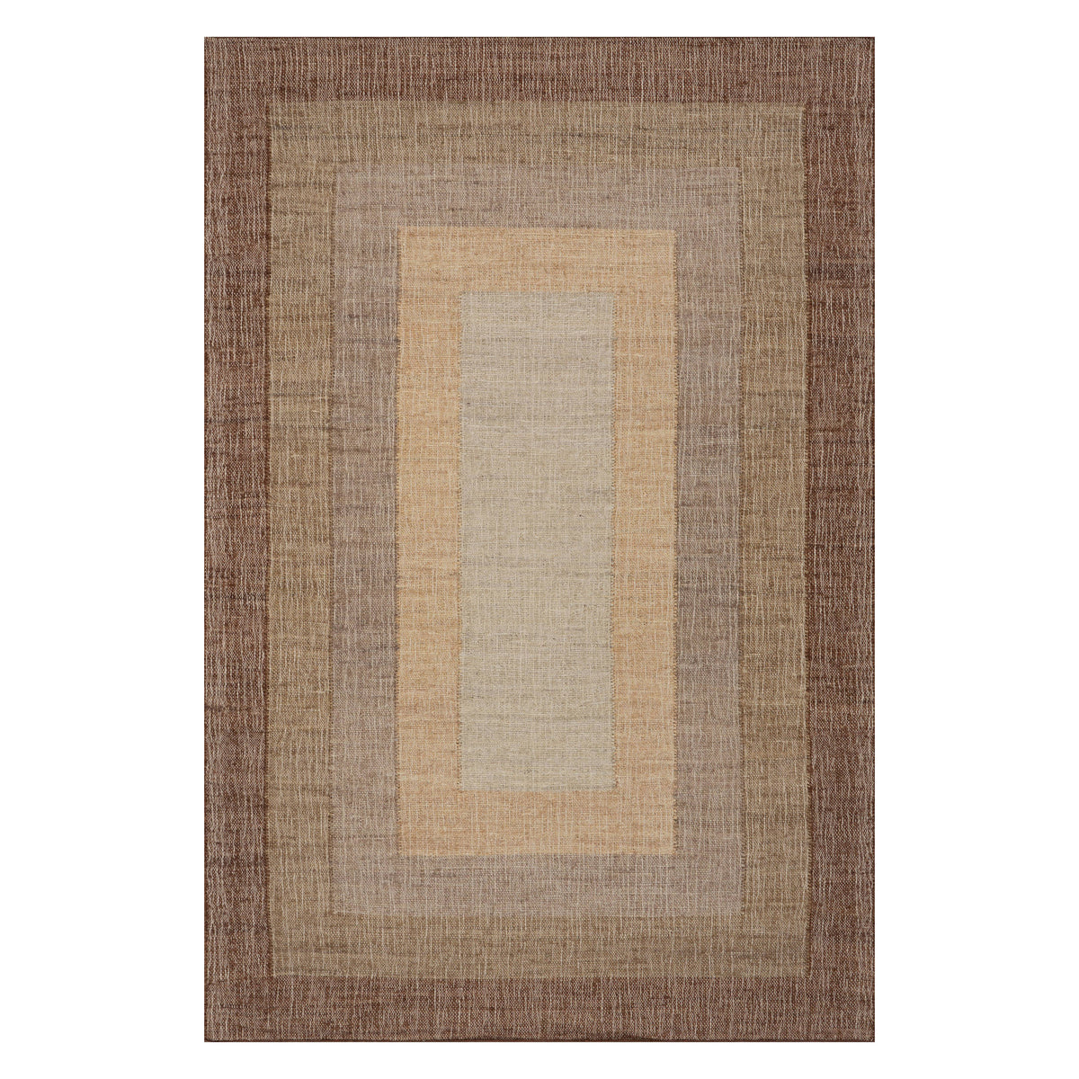 Dash & Albert Tavira Modern Bordered Indoor Rug in Brown, on white