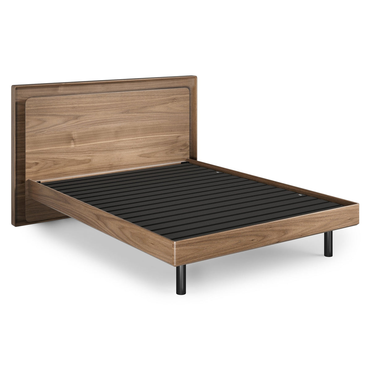 BDi Linq Up-Linq Bed in Natural Walnut, queen frame with slats, no mattress