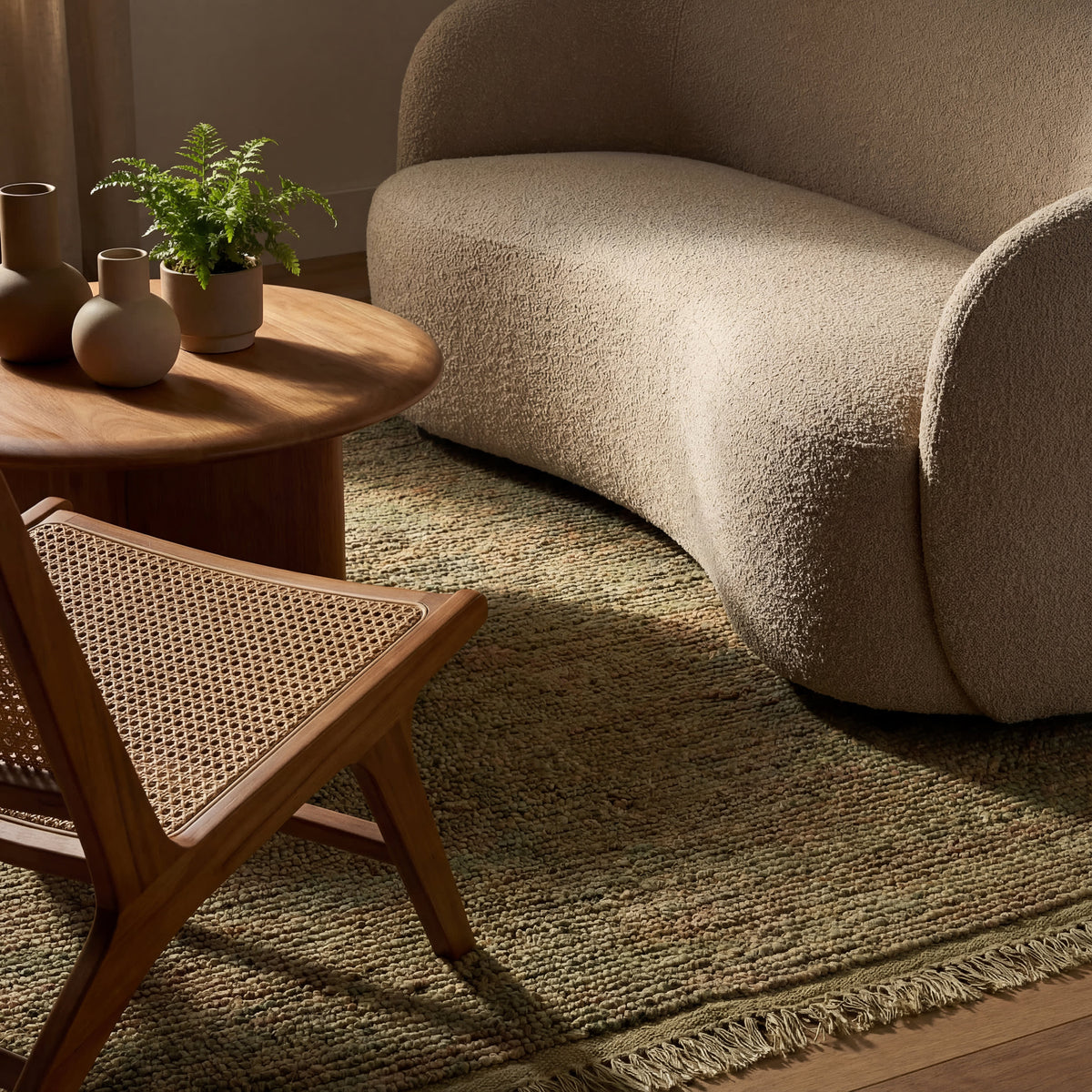 Dash & Albert Varnu Textured Handmade Jute Rug in Green, photo 8