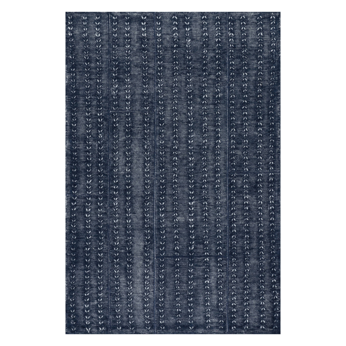 Dash & Albert Vox Chevron Handmade Wool Rug in Navy, on white