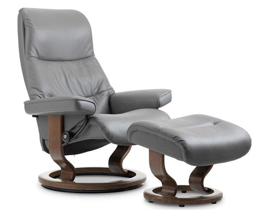 Paloma Leather Metal Grey | Stressless View Classic Recliner | Valley Ridge Furniture