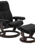 Batick Leather Black S/M/L and Wenge Base | Stressless Consul Classic Recliner | Valley Ridge Furniture