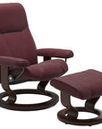 Batick Leather Bordeaux S/M/L and Brown Base | Stressless Consul Classic Recliner | Valley Ridge Furniture