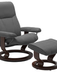 Batick Leather Grey S/M/L and Brown Base | Stressless Consul Classic Recliner | Valley Ridge Furniture