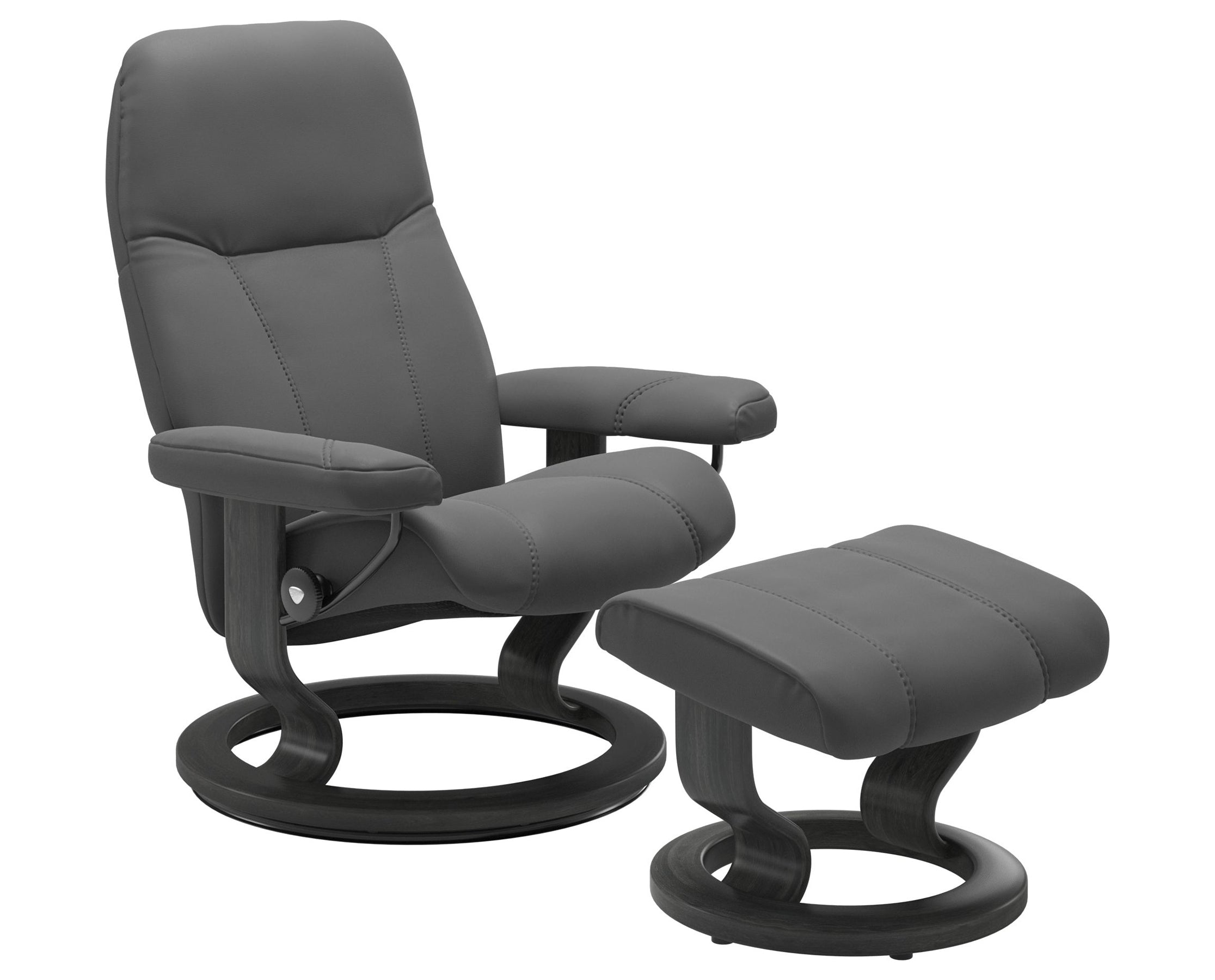 Batick Leather Grey S/M/L and Grey Base | Stressless Consul Classic Recliner | Valley Ridge Furniture