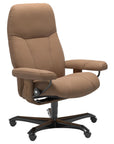 Batick Leather Latte M and Teak Base | Stressless Consul Home Office Chair | Valley Ridge Furniture