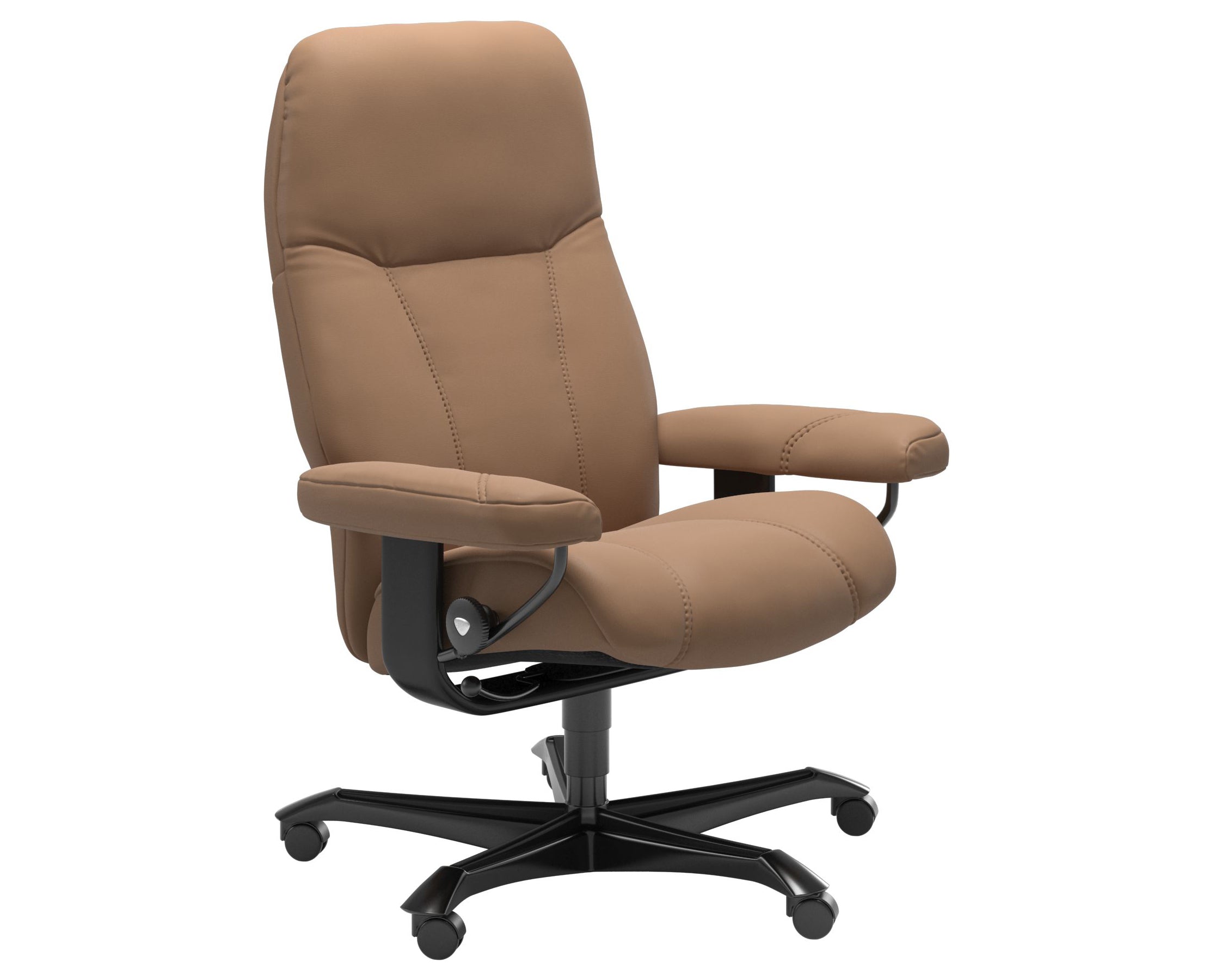 Batick Leather Latte M and Black Base | Stressless Consul Home Office Chair | Valley Ridge Furniture