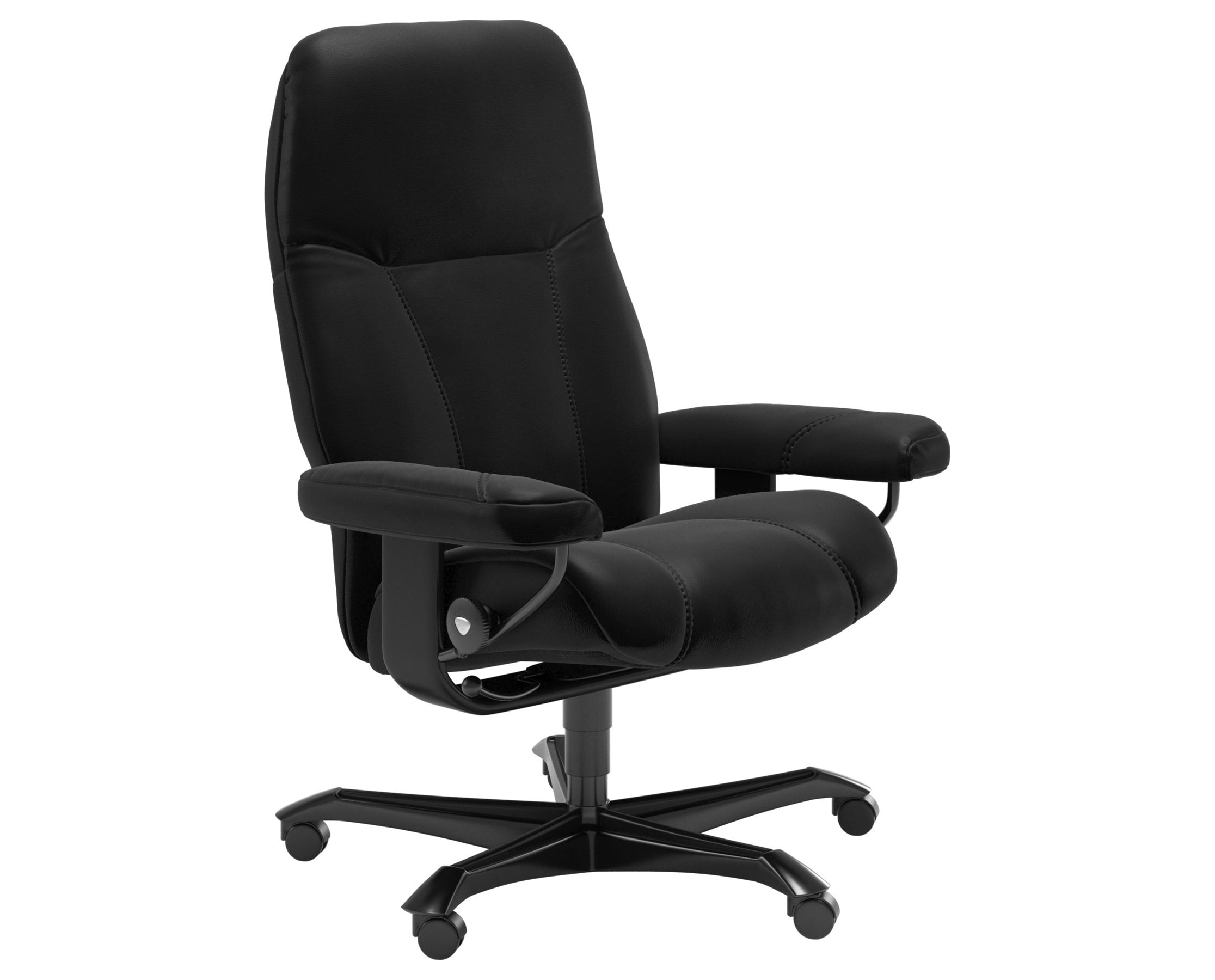 Batick Leather Black M and Black Base | Stressless Consul Home Office Chair | Valley Ridge Furniture