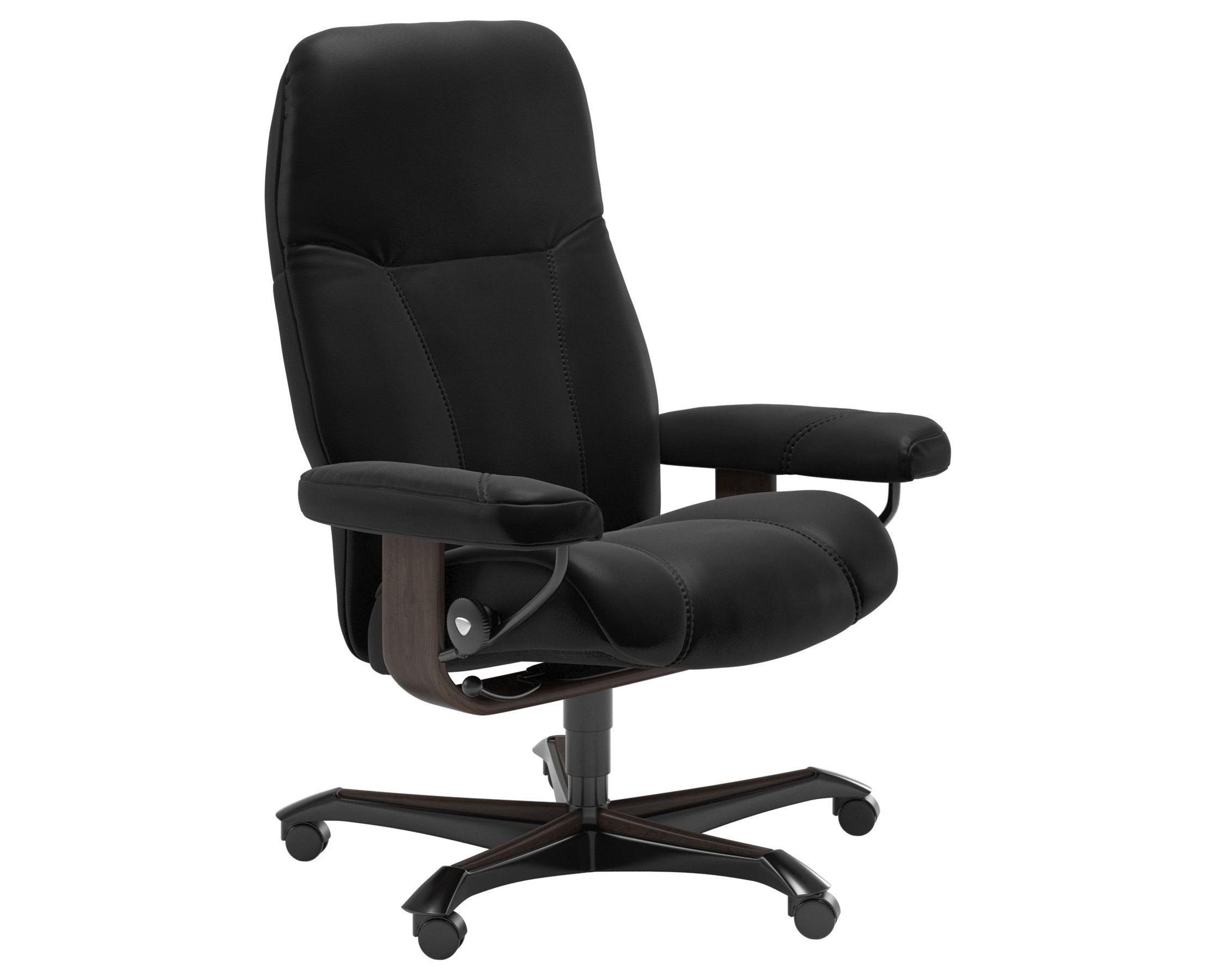 Batick Leather Black M and Wenge Base | Stressless Consul Home Office Chair | Valley Ridge Furniture