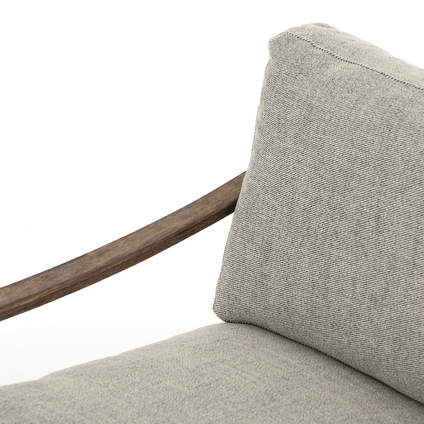 Gabardine Grey Fabric & Distressed Natural Parawood with Gunmetal Iron | Kennedy Chair | Valley Ridge Furniture