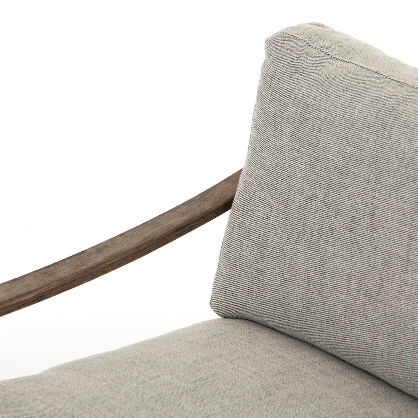 Gabardine Grey Fabric & Distressed Natural Parawood with Gunmetal Iron | Kennedy Chair | Valley Ridge Furniture