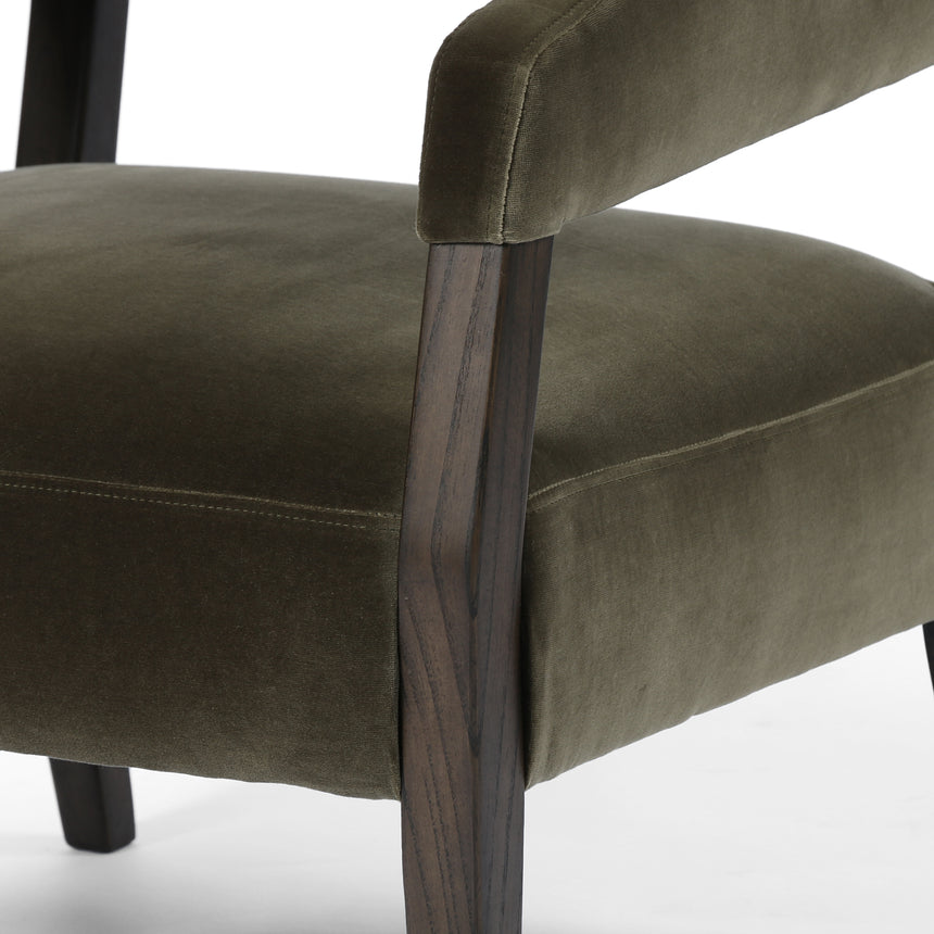 Surrey Olive Fabric with Burnt Oak | Gary Club Chair | Valley Ridge Furniture