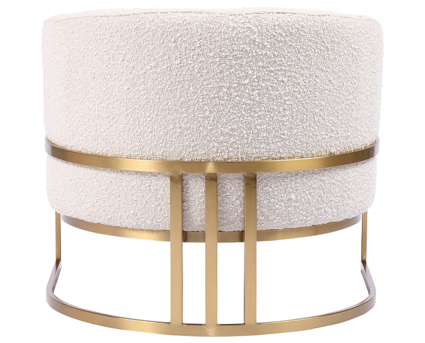 Knoll Natural Fabric with Satin Brass Stainless Steel | Corbin Chair | Valley Ridge Furniture