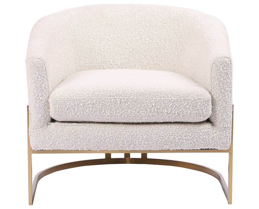 Knoll Natural Fabric with Satin Brass Stainless Steel | Corbin Chair | Valley Ridge Furniture
