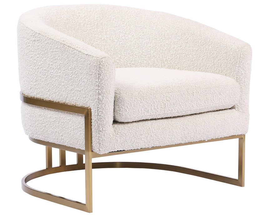 Knoll Natural Fabric with Satin Brass Stainless Steel | Corbin Chair | Valley Ridge Furniture