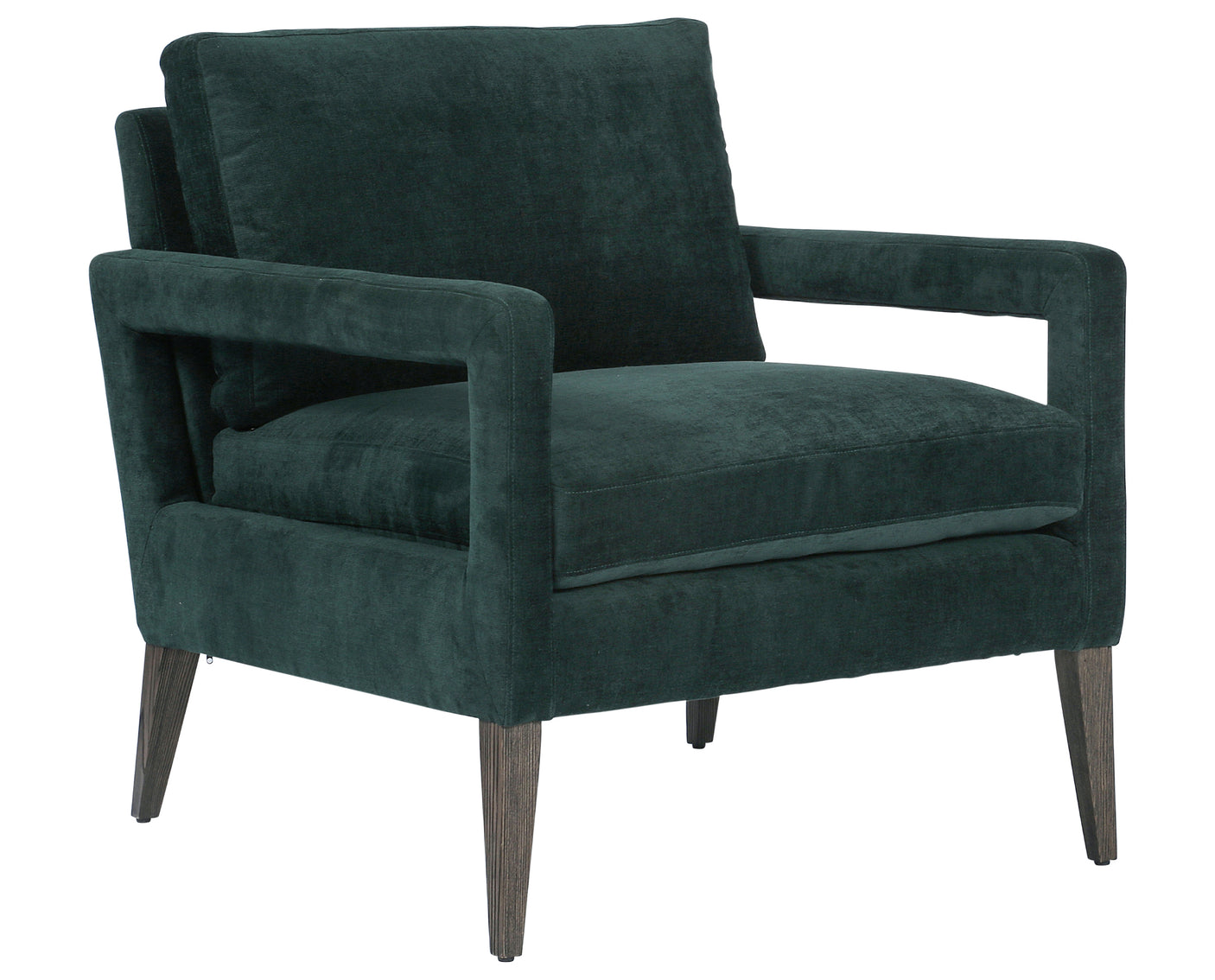 Emerald Worn Velvet Fabric with Sienna Brown Oak | Olson Chair | Valley Ridge Furniture