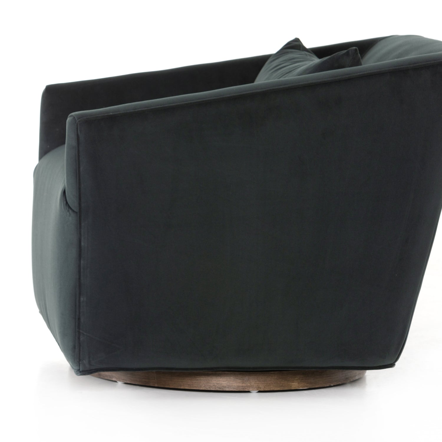 Modern Velvet Smoke Fabric with Burnt Sepia Banak | York Swivel Chair | Valley Ridge Furniture