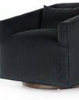 Modern Velvet Smoke Fabric with Burnt Sepia Banak | York Swivel Chair | Valley Ridge Furniture