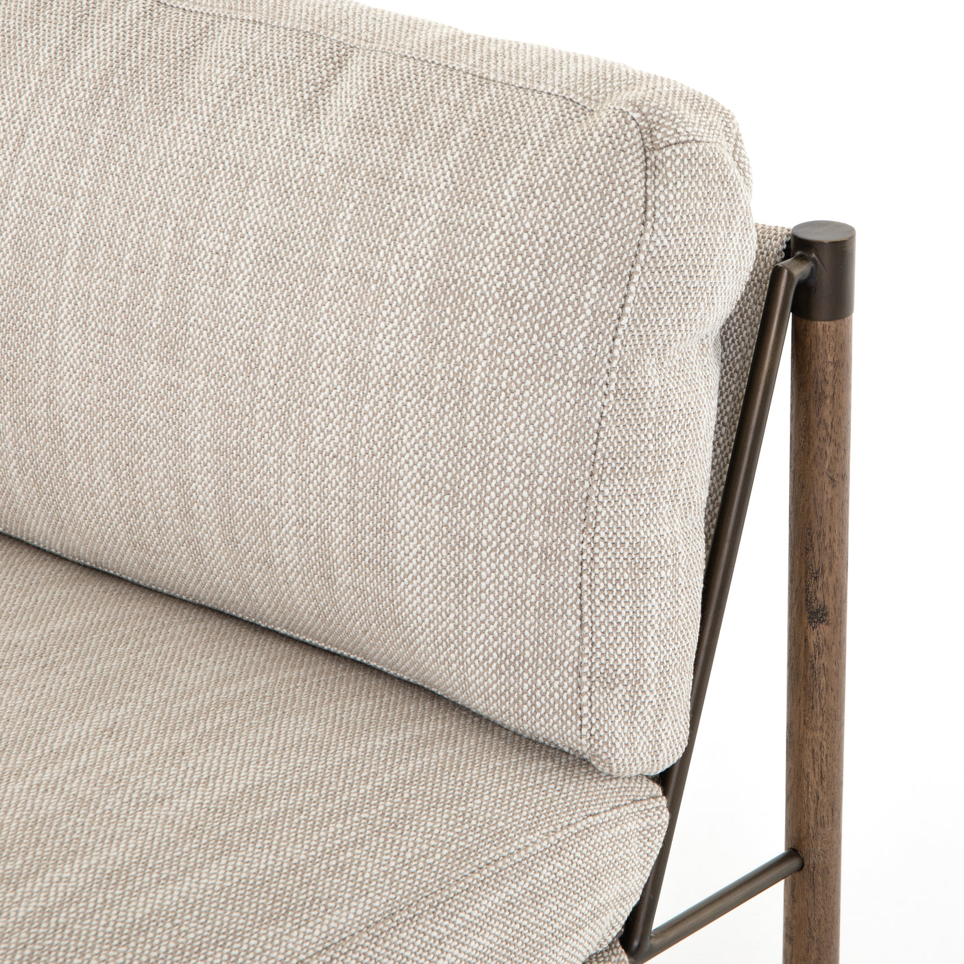 Gable Taupe Fabric & Distressed Natural Parawood with Aged Bronze Iron | Memphis Chair | Valley Ridge Furniture