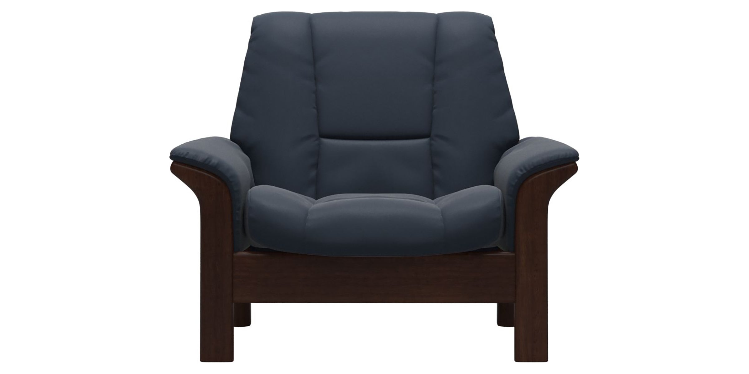 Paloma Leather Oxford Blue and Brown Base | Stressless Buckingham Low Back Chair | Valley Ridge Furniture