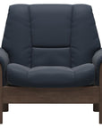 Paloma Leather Oxford Blue and Walnut Base | Stressless Buckingham Low Back Chair | Valley Ridge Furniture