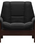 Paloma Leather Black and Brown Base | Stressless Buckingham Low Back Chair | Valley Ridge Furniture
