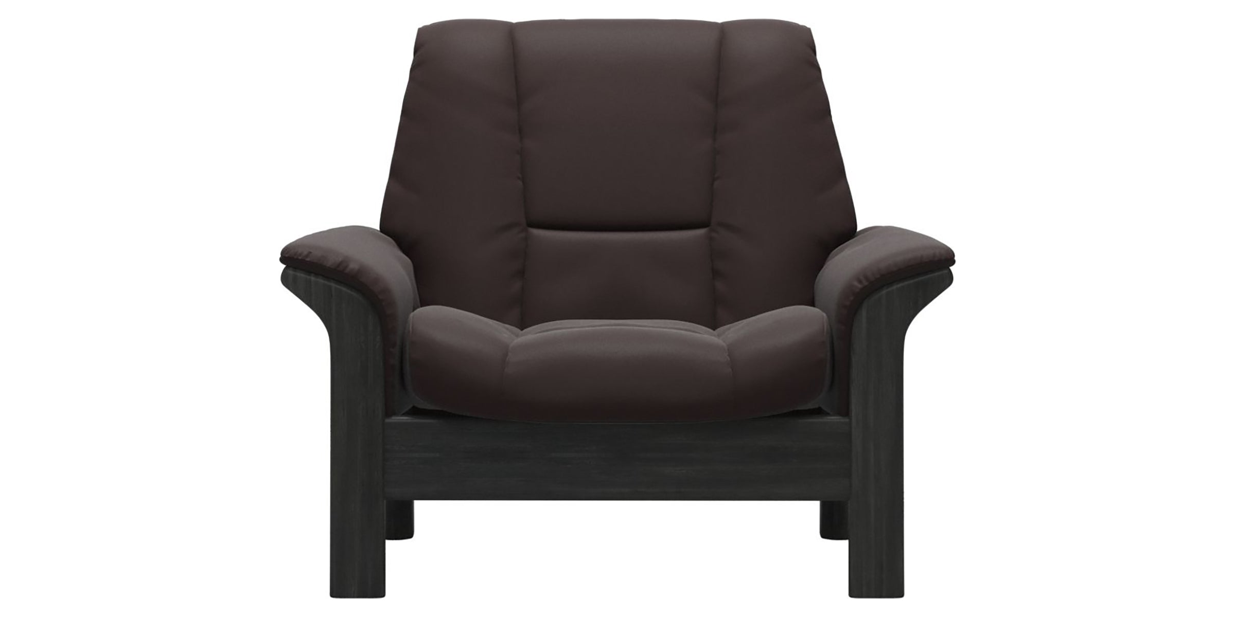 Paloma Leather Chocolate and Grey Base | Stressless Buckingham Low Back Chair | Valley Ridge Furniture