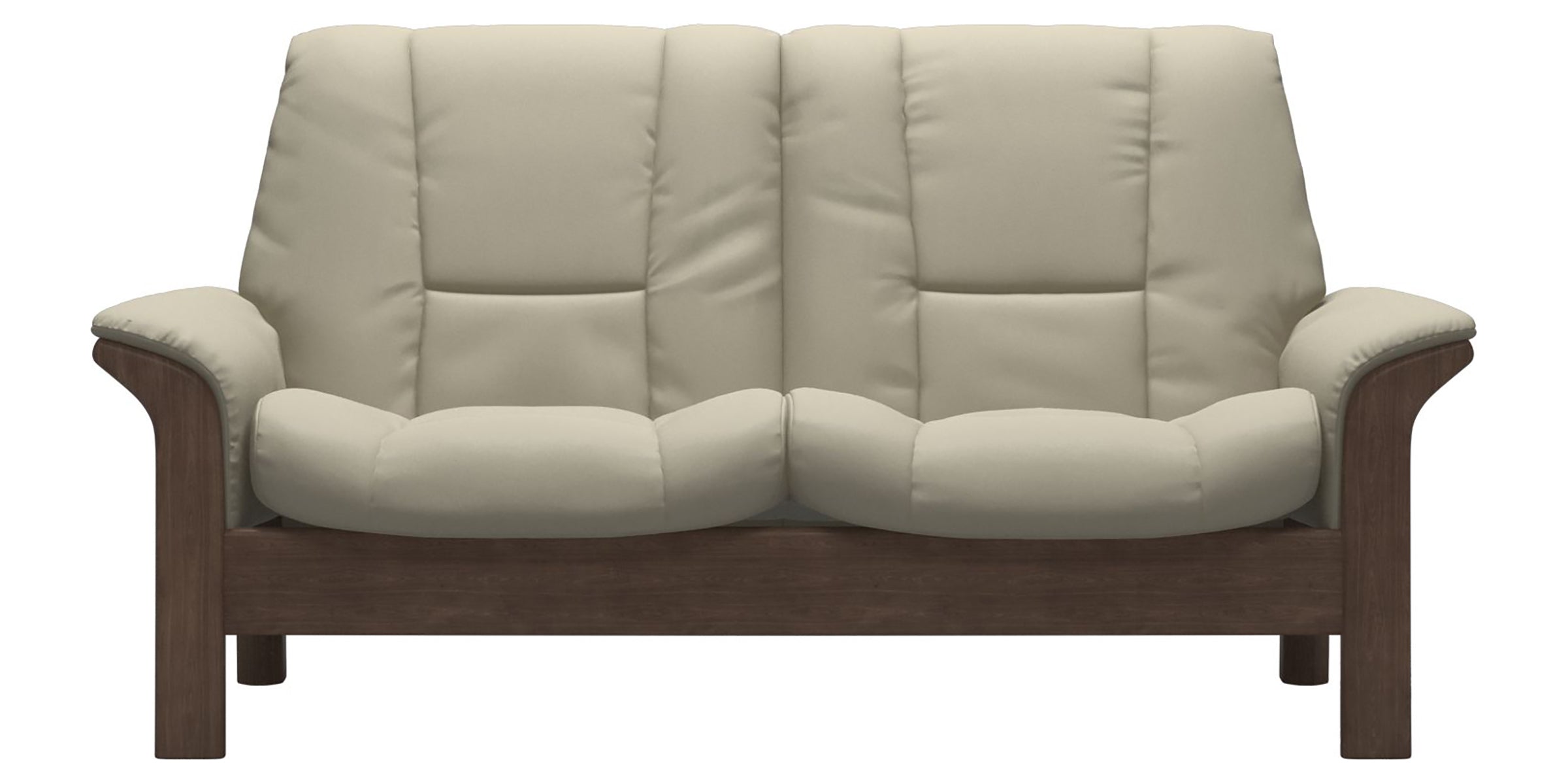 Paloma Leather Light Grey and Walnut Base | Stressless Buckingham 2-Seater Low Back Sofa | Valley Ridge Furniture
