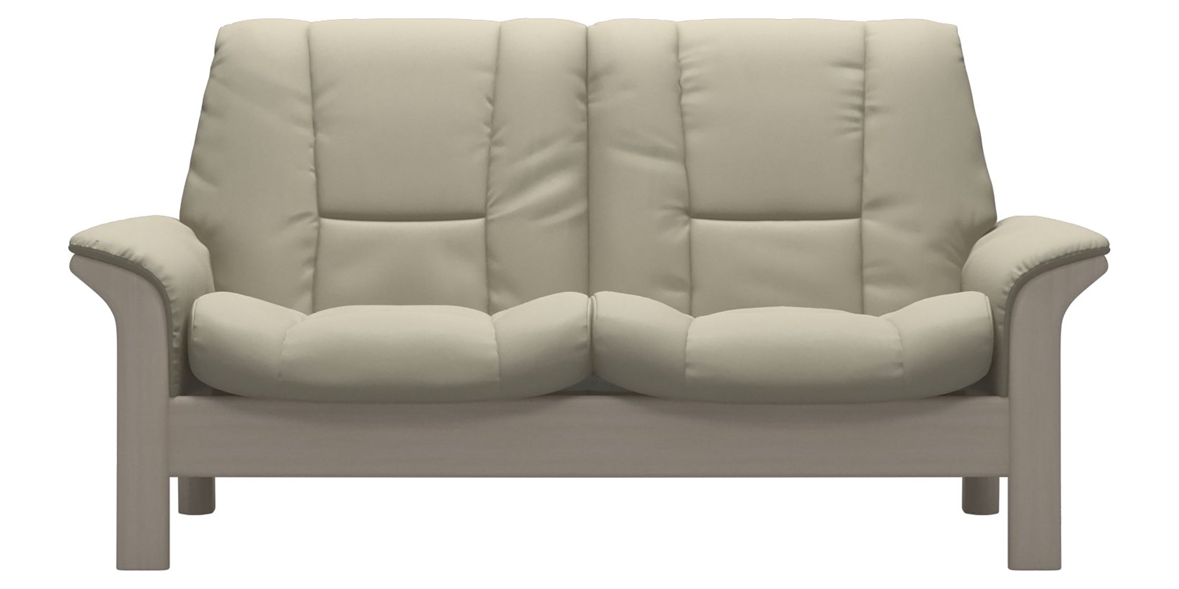 Paloma Leather Light Grey and Whitewash Base | Stressless Buckingham 2-Seater Low Back Sofa | Valley Ridge Furniture