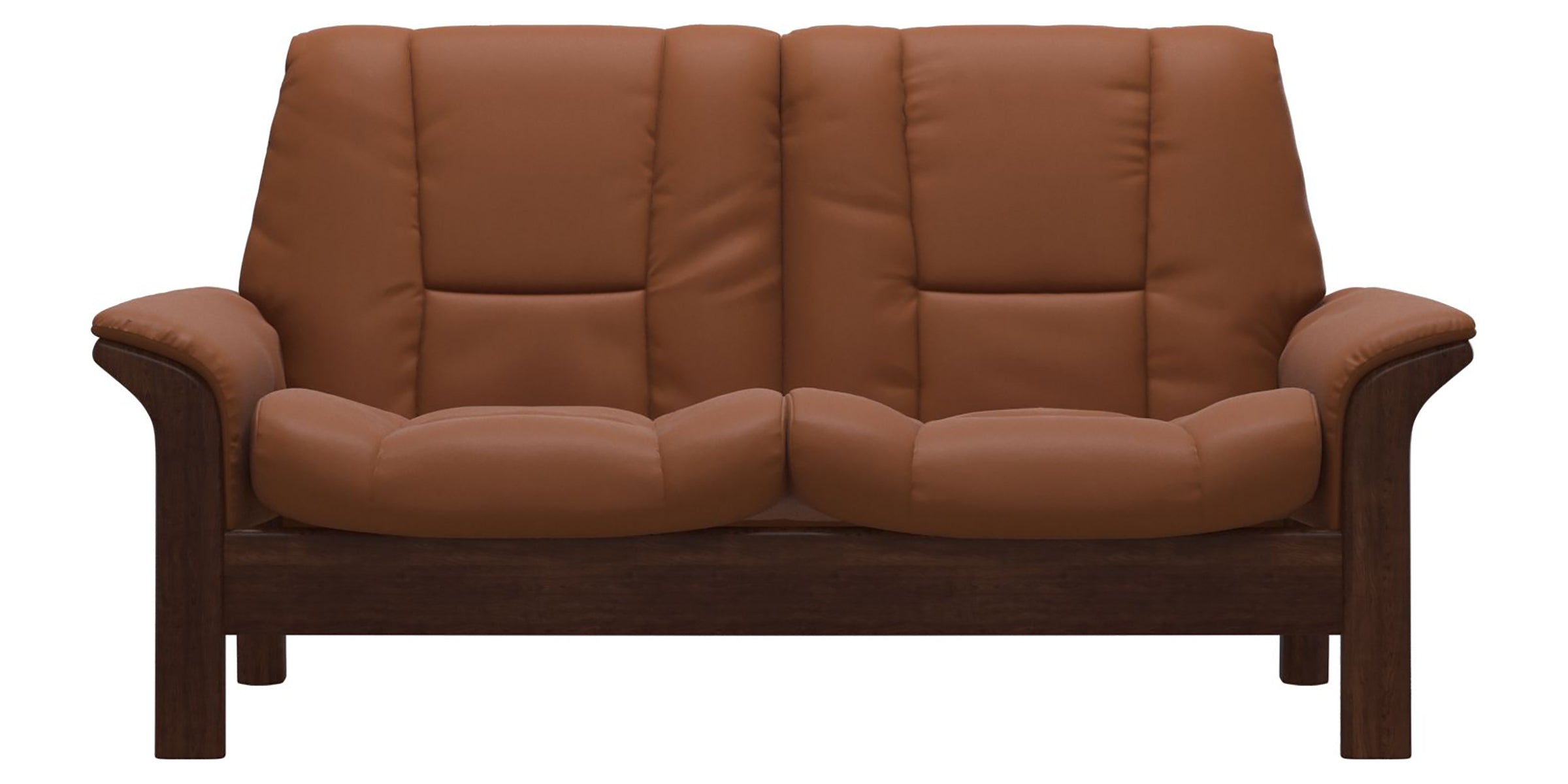 Paloma Leather New Cognac and Brown Base | Stressless Buckingham 2-Seater Low Back Sofa | Valley Ridge Furniture