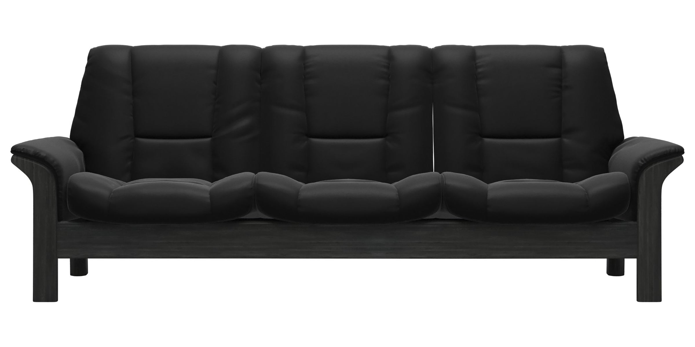 Paloma Leather Black and Grey Base | Stressless Buckingham 3-Seater Low Back Sofa | Valley Ridge Furniture