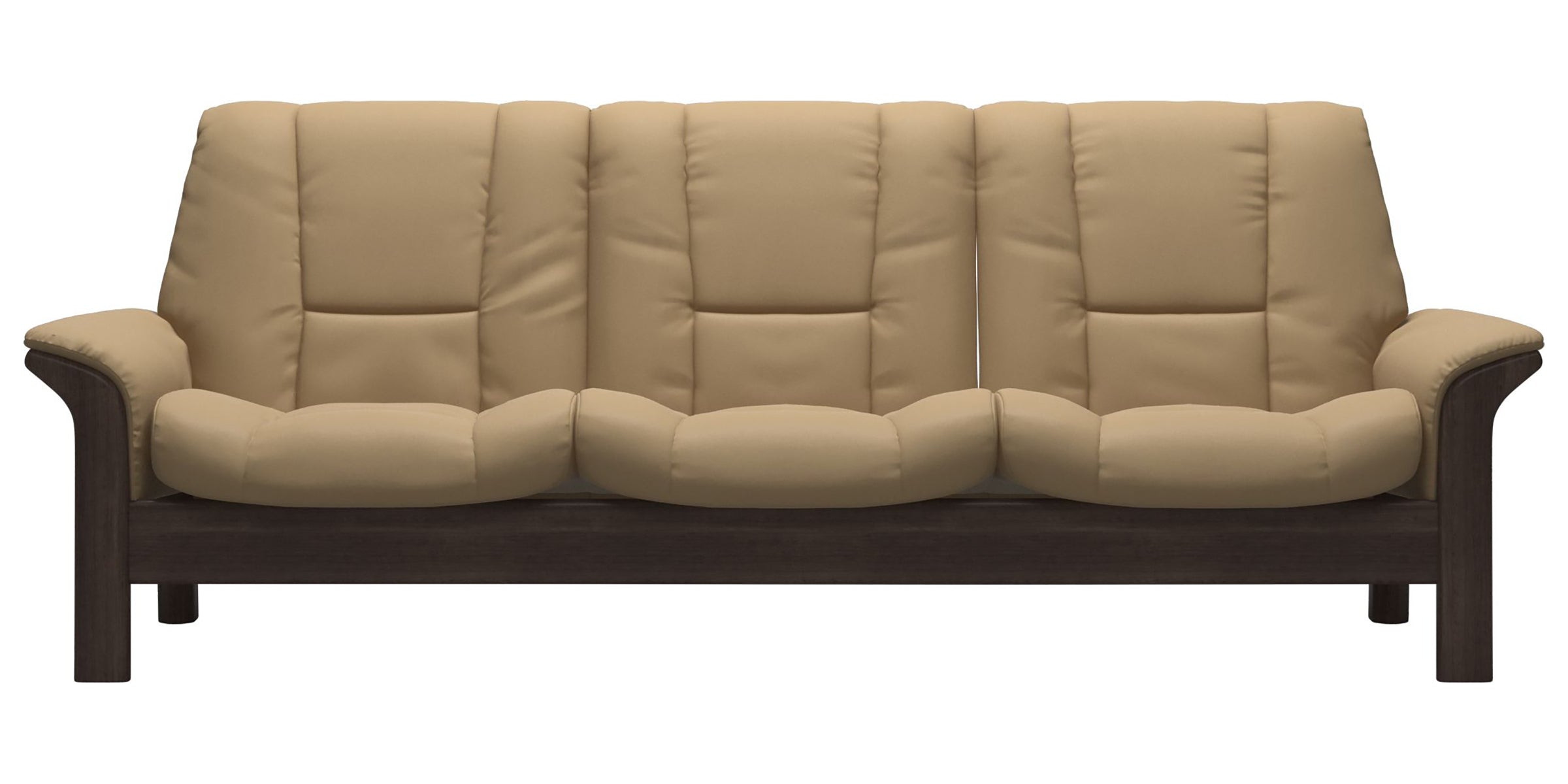 Paloma Leather Sand and Wenge Base | Stressless Buckingham 3-Seater Low Back Sofa | Valley Ridge Furniture