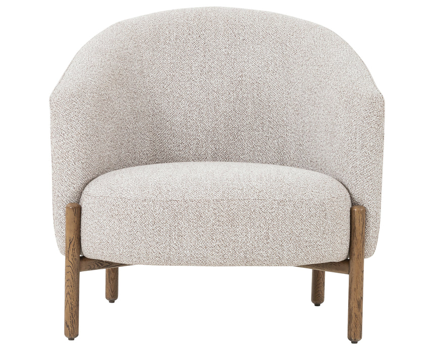 Astor Stone Fabric & Distressed Natural Oak with Aged Bronze Iron | Enfield Chair | Valley Ridge Furniture