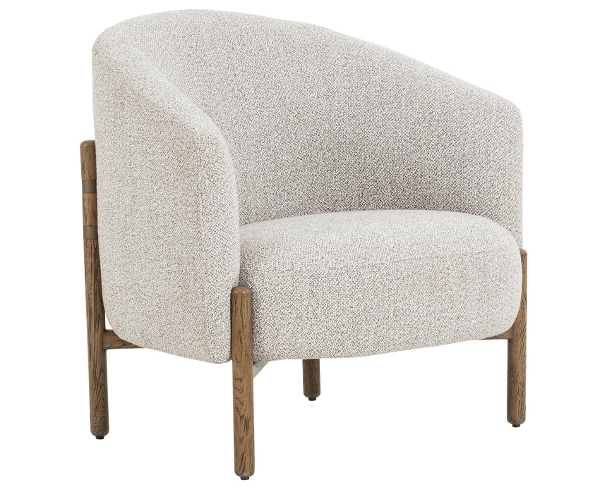 Astor Stone Fabric & Distressed Natural Oak with Aged Bronze Iron | Enfield Chair | Valley Ridge Furniture