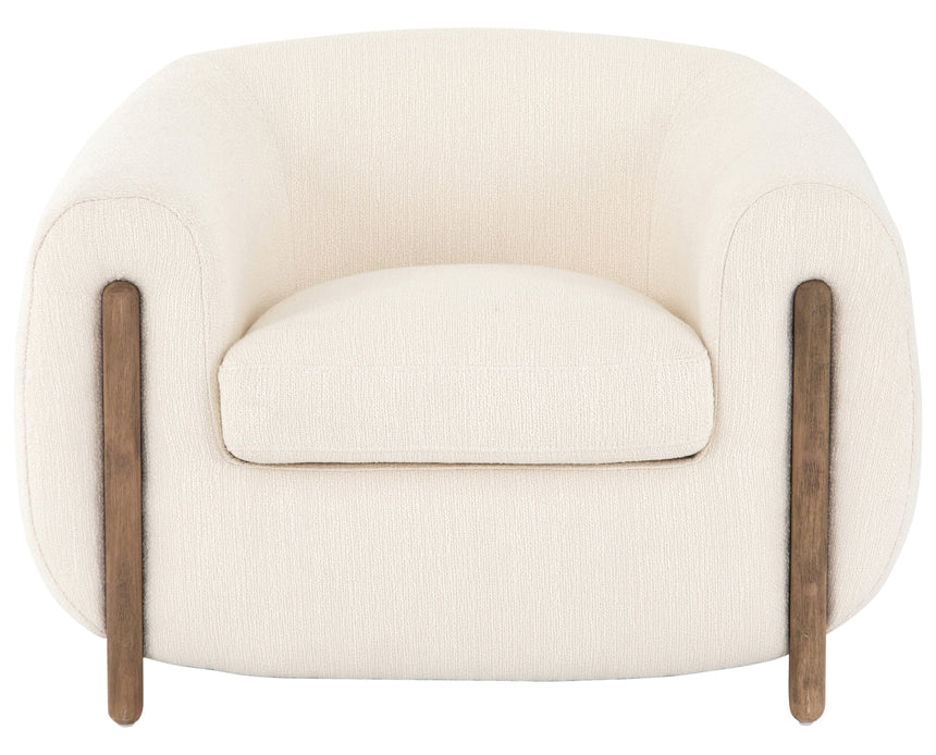 Kerbey Ivory Fabric with Distressed Natural Parawood | Lyla Chair | Valley Ridge Furniture