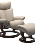 Paloma Leather Fog S/M/L and Brown Base | Stressless Magic Classic Recliner | Valley Ridge Furniture