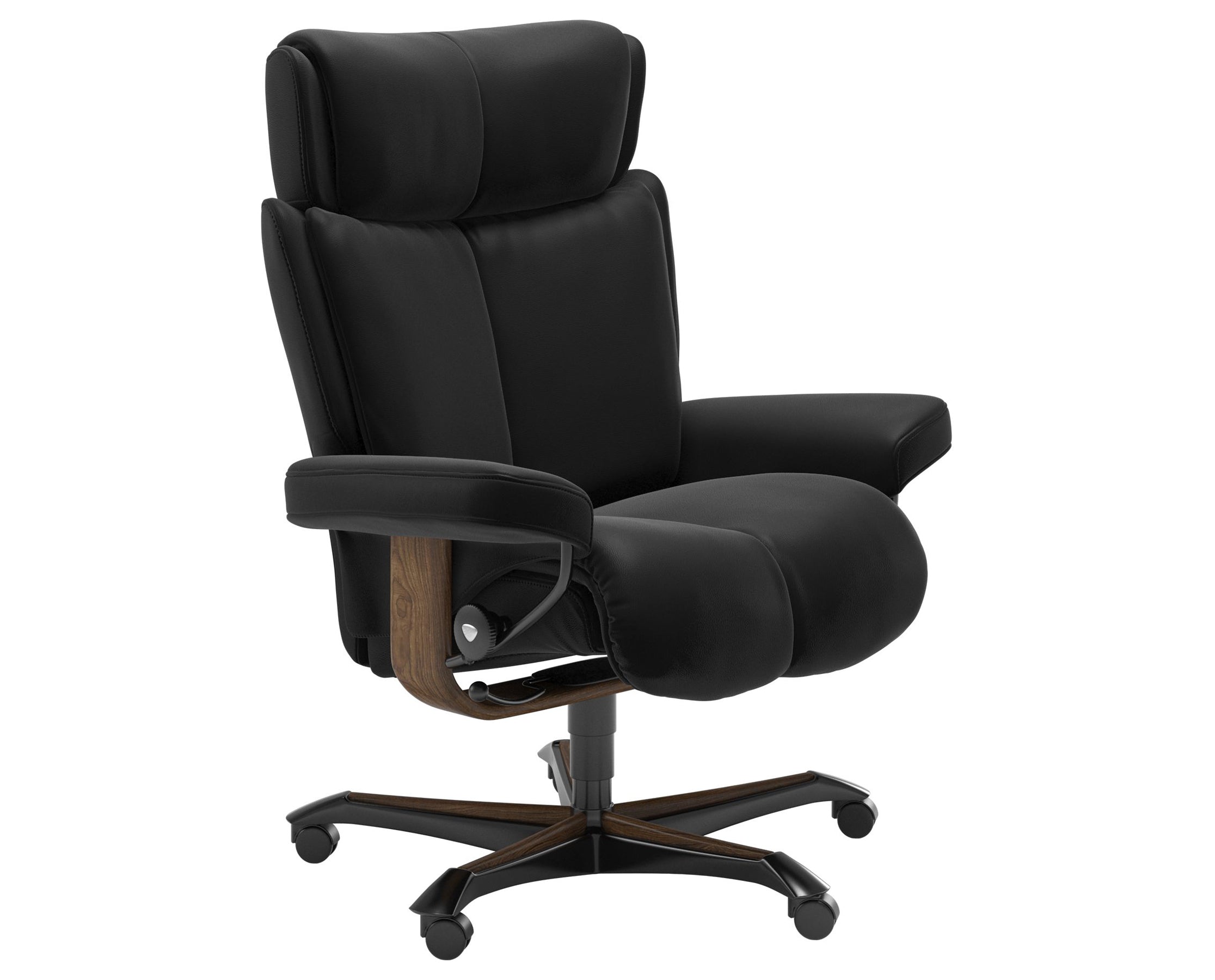 Paloma Leather Black M and Teak Base | Stressless Magic Home Office Chair | Valley Ridge Furniture