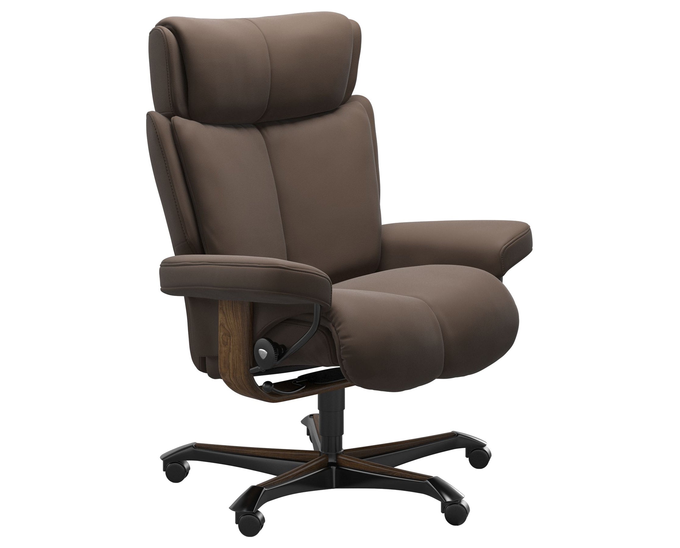 Paloma Leather Espresso M and Teak Base | Stressless Magic Home Office Chair | Valley Ridge Furniture