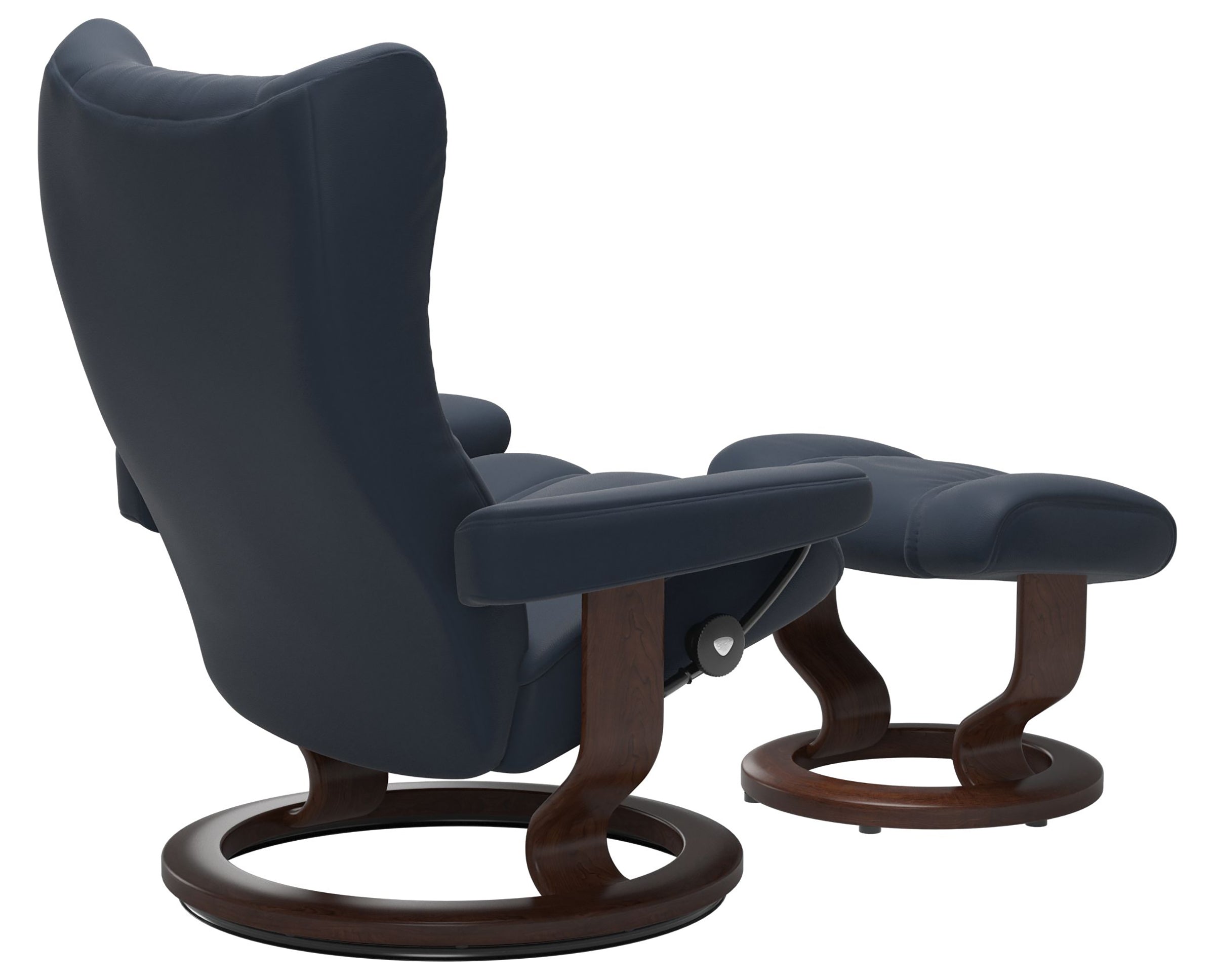 Paloma Leather Oxford Blue S/M/L &amp; Brown Base | Stressless Wing Classic Recliner | Valley Ridge Furniture