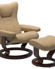 Paloma Leather Sand S/M/L and Brown Base | Stressless Wing Classic Recliner | Valley Ridge Furniture