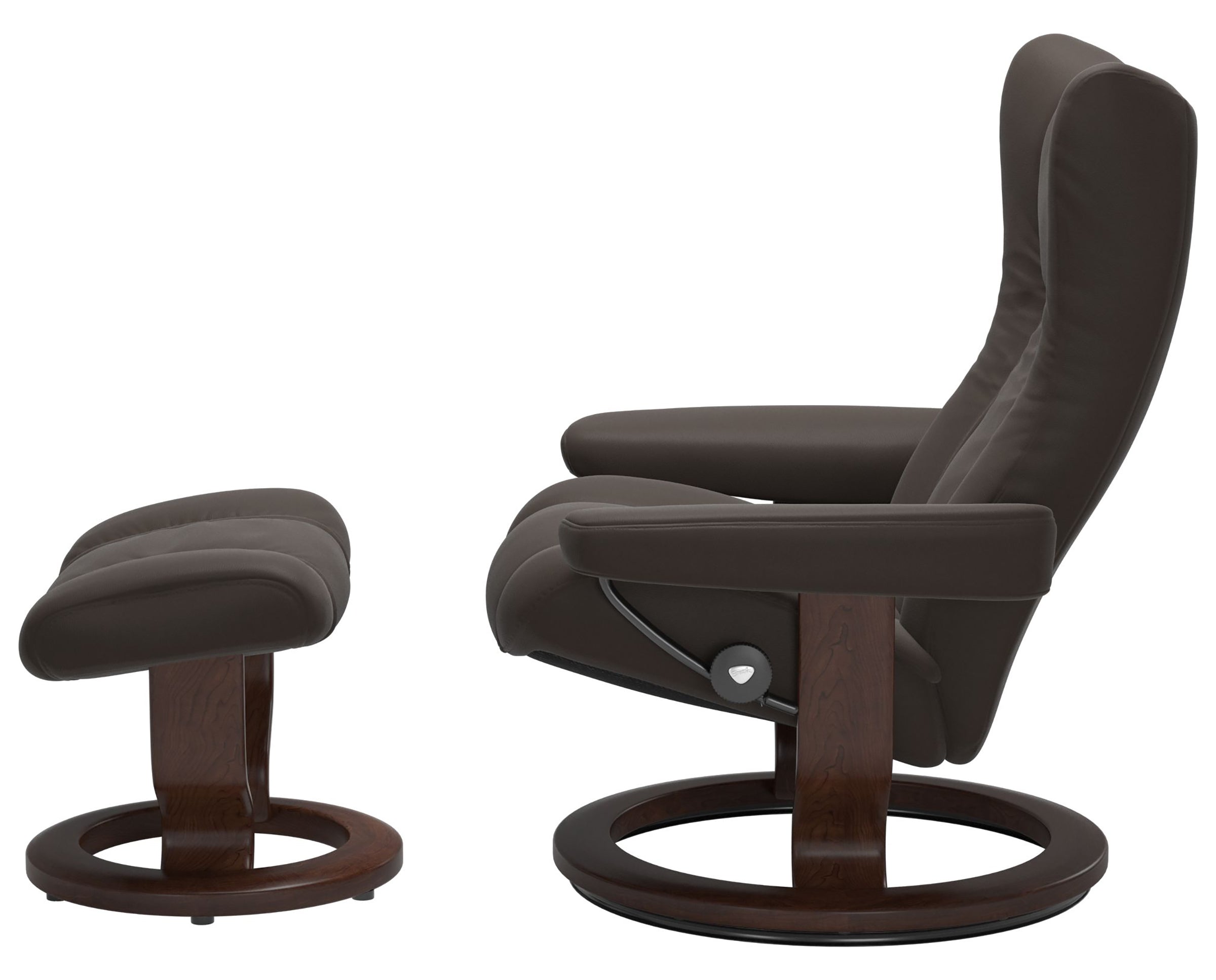 Paloma Leather Chestnut S &amp; Brown Base | Stressless Wing Classic Recliner | Valley Ridge Furniture