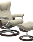Paloma Leather Light Grey S/M/L and Brown Base | Stressless Wing Signature Recliner | Valley Ridge Furniture