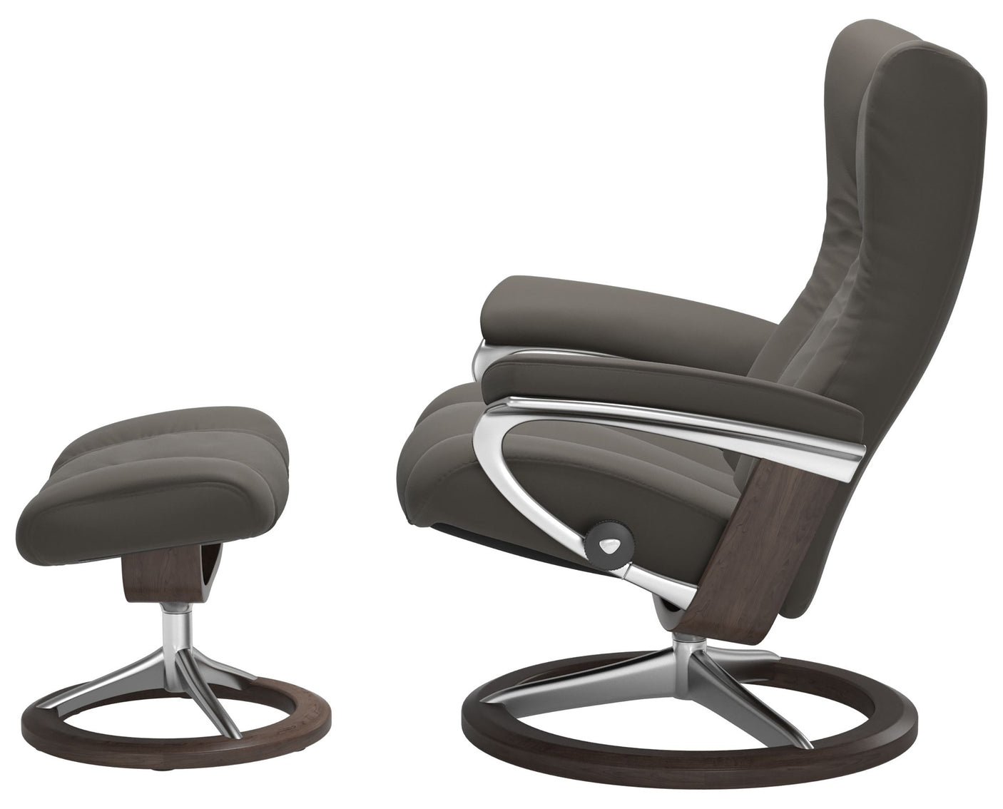Paloma Leather Metal Grey M/L & Wenge Base | Stressless Wing Signature Recliner | Valley Ridge Furniture