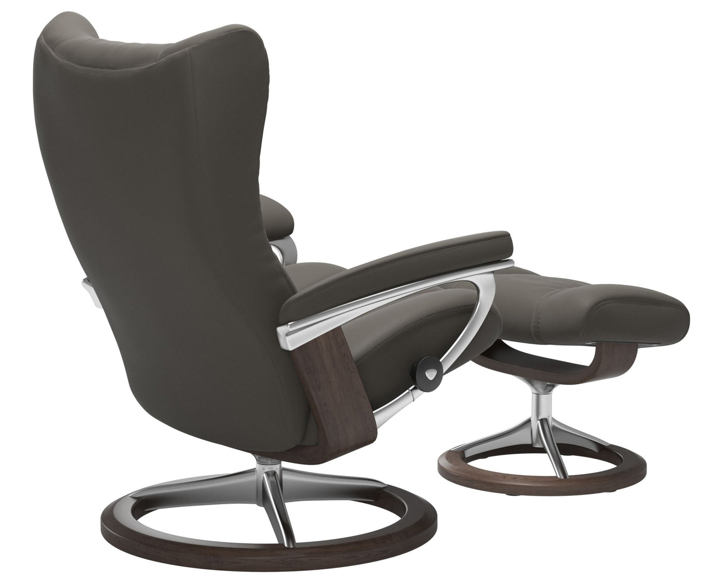 Paloma Leather Metal Grey M/L & Wenge Base | Stressless Wing Signature Recliner | Valley Ridge Furniture