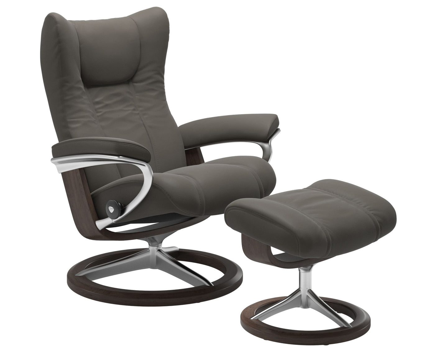 Paloma Leather Metal Grey M/L & Wenge Base | Stressless Wing Signature Recliner | Valley Ridge Furniture