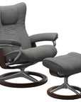 Paloma Leather Neutral Grey S/M/L and Brown Base | Stressless Wing Signature Recliner | Valley Ridge Furniture