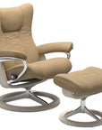 Paloma Leather Sand S/M/L and Whitewash Base | Stressless Wing Signature Recliner | Valley Ridge Furniture