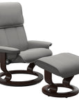Paloma Leather Silver Grey M/L and Brown Base | Stressless Admiral Classic Recliner | Valley Ridge Furniture