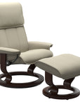 Paloma Leather Light Grey M/L and Brown Base | Stressless Admiral Classic Recliner | Valley Ridge Furniture