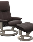 Paloma Leather Chocolate M/L and Whitewash Base | Stressless Admiral Classic Recliner | Valley Ridge Furniture